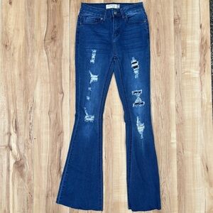 Celebrity Ace Distressed Blue Flared Jeans Size 3/26